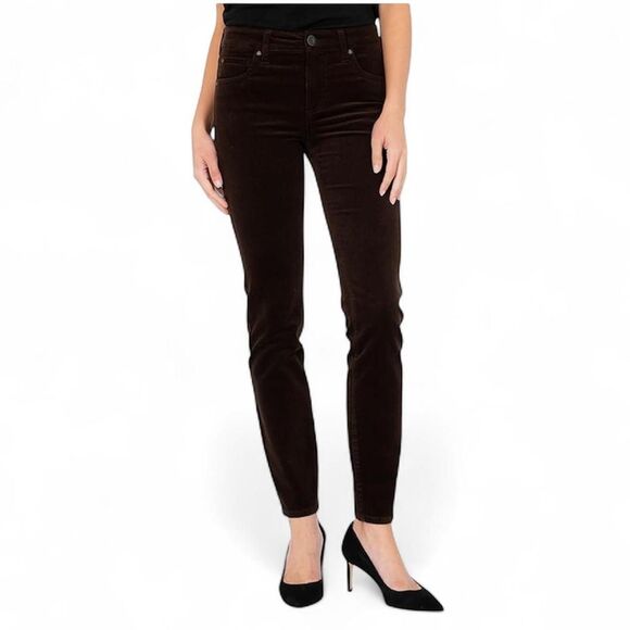 NWT KUT from the Kloth Women’s 20W Diana Skinny Corduroy Pants Brown Stretch Hig - Picture 1 of 6